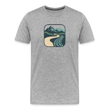 Mountain trail with rail and path design - Men's Premium Organic T-Shirt - heather grey - Front - Damien (186cm)
