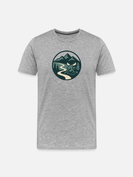 Alpine Moss Natural Landscape Illustration - Men's Premium Organic T-Shirt - heather grey