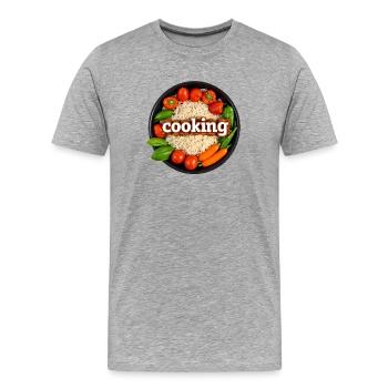Kulinarisches Kochen mit Frischem Gemüse - Männer Premium Bio T-Shirt - Grau meliert - Vorne - Damien (186cm)