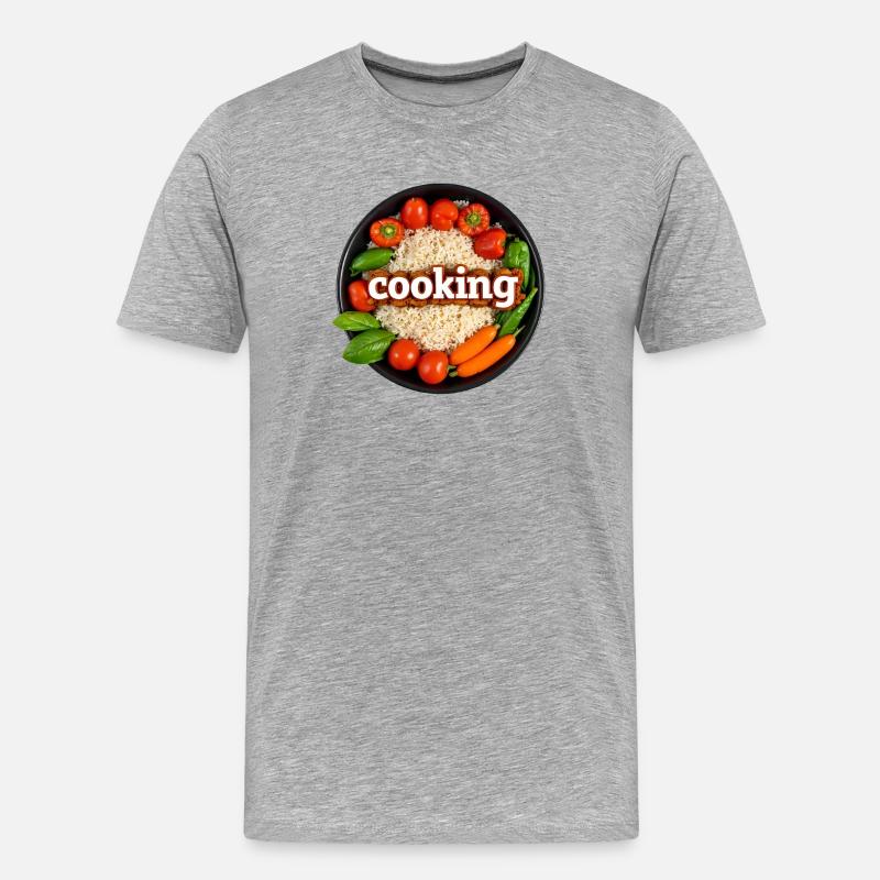 Kulinarisches Kochen mit Frischem Gemüse - Männer Premium Bio T-Shirt - Grau meliert