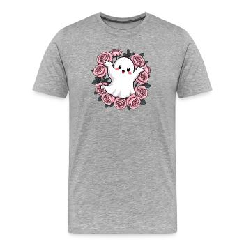 Gespenst mit Rosen - Männer Premium Bio T-Shirt - Grau meliert - Vorne - Damien (186cm)