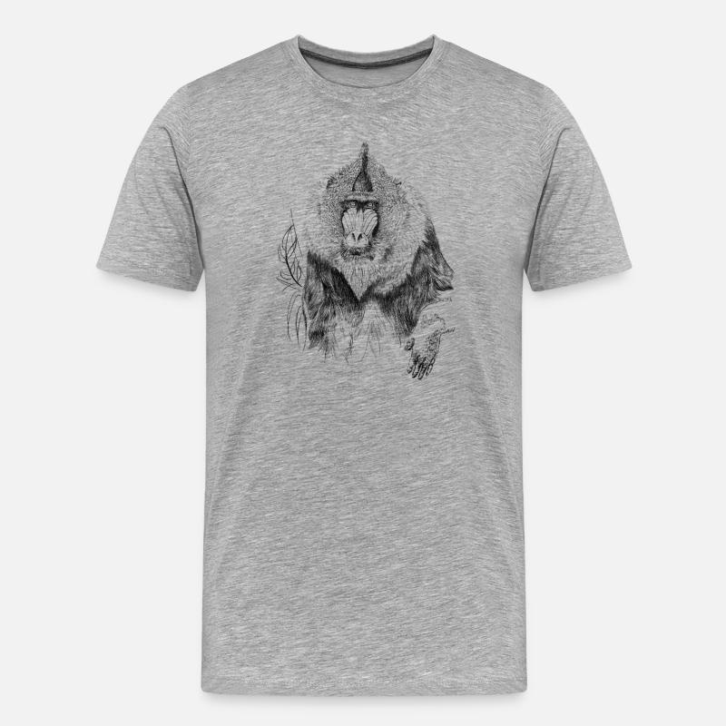Mandrill  - Männer Premium Bio T-Shirt - Grau meliert