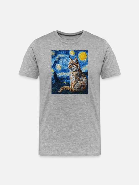 Lynx Van Gogh Style Starry - Men's Premium Organic T-Shirt - heather grey