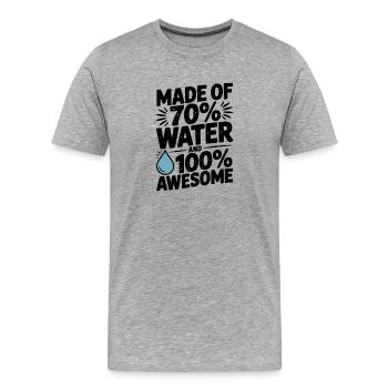 Besteht zu 70 % aus Wasser und ist zu 100 % fantastisch - Männer Premium Bio T-Shirt - Grau meliert - Vorne - Damien (186cm)