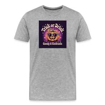 Pumpkin Halloween Costume with Sunglasses - Men's Premium Organic T-Shirt - heather grey - Front - Damien (186cm)