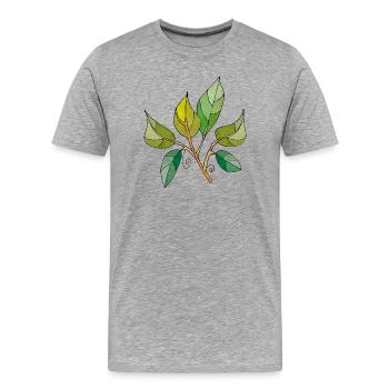 feuilles - T-shirt bio Premium Homme - gris chiné - Devant - Damien (186cm)