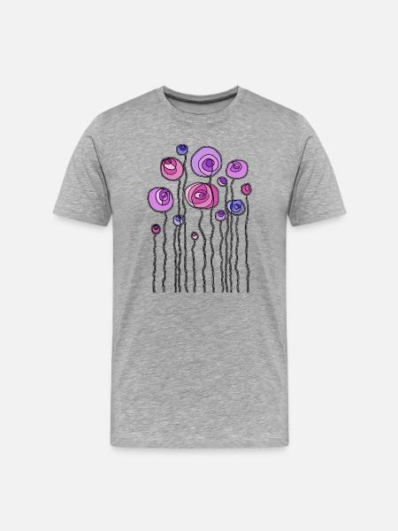 Blumen - Männer Premium Bio T-Shirt - Grau meliert