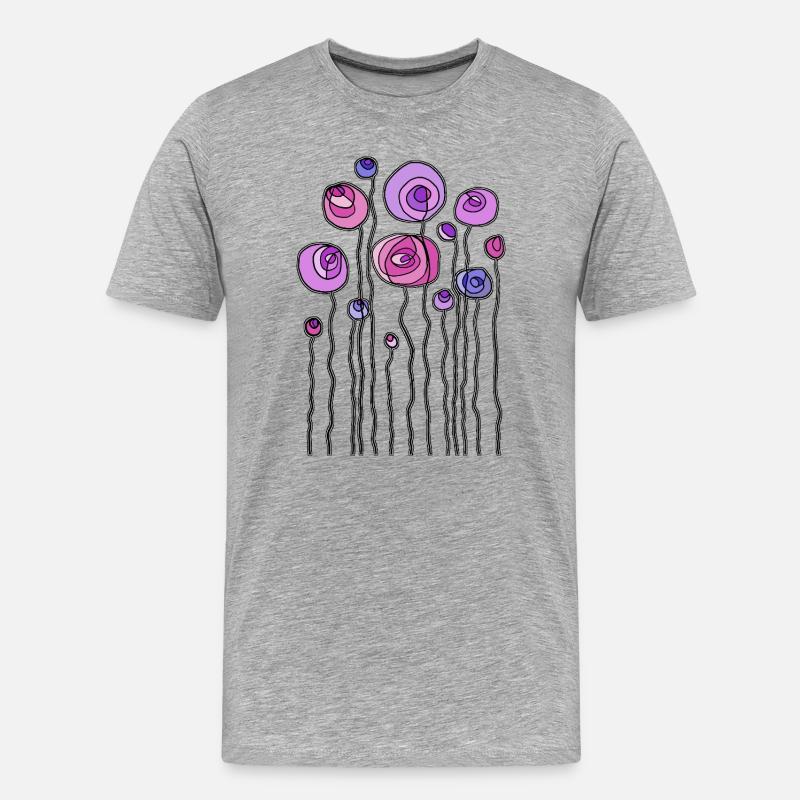 Blumen - Männer Premium Bio T-Shirt - Grau meliert