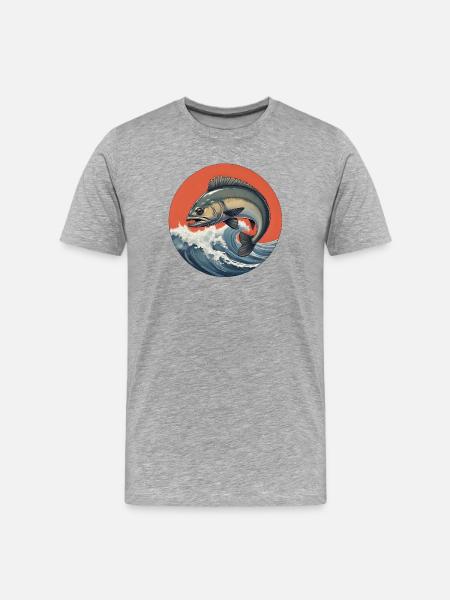 Fisch Logo Wasser im Sturm - Männer Premium Bio T-Shirt - Grau meliert