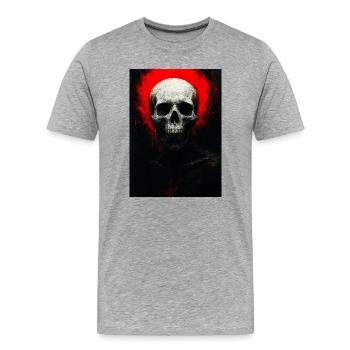 Crâne en braise rouge - T-shirt bio Premium Homme - gris chiné - Devant - Damien (186cm)
