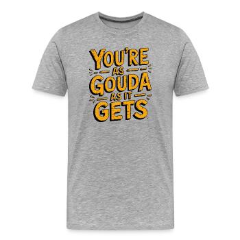 Gouda Cheese Pun  - Men's Premium Organic T-Shirt - heather grey - Front - Damien (186cm)