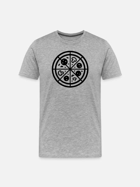 Pizza Logo - Männer Premium Bio T-Shirt - Grau meliert
