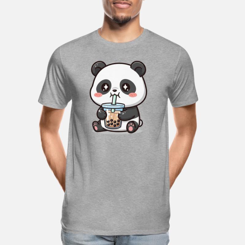Kuscheliger Pandabär mit Bubble Tea Männer Premium Bio T-Shirt