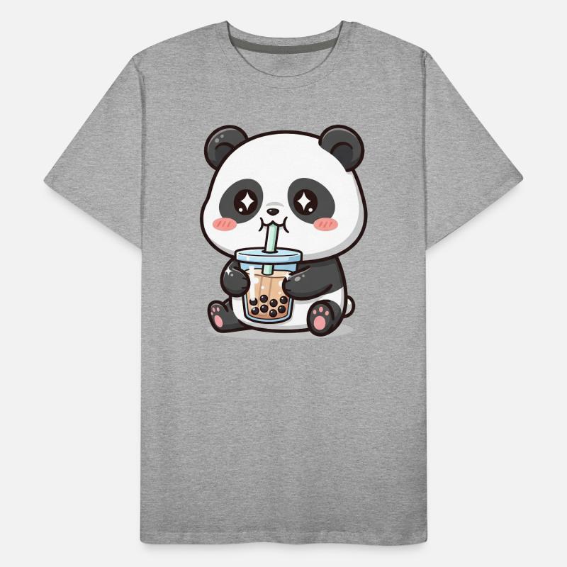 Kuscheliger Pandabär mit Bubble Tea Männer Premium Bio T-Shirt
