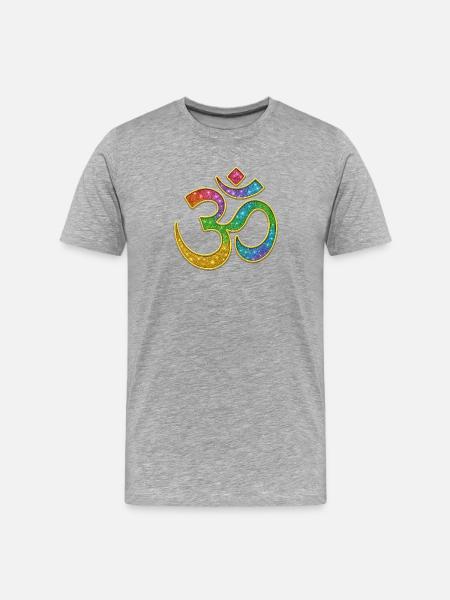 Rainbow Om symbol in glitter design - Men's Premium Organic T-Shirt - heather grey