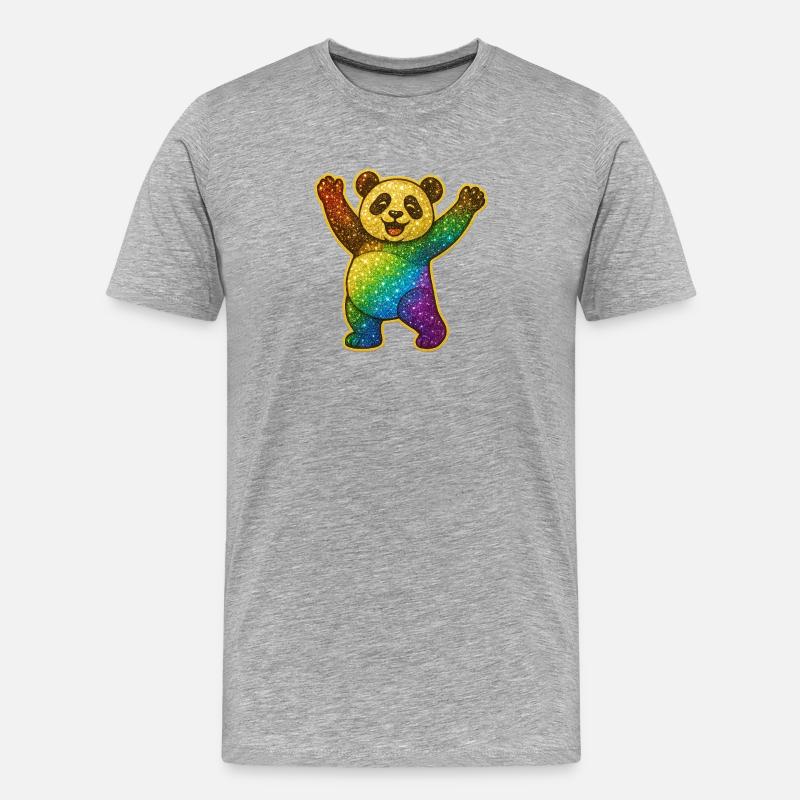 Glitzernder Regenbogen Panda - Männer Premium Bio T-Shirt - Grau meliert