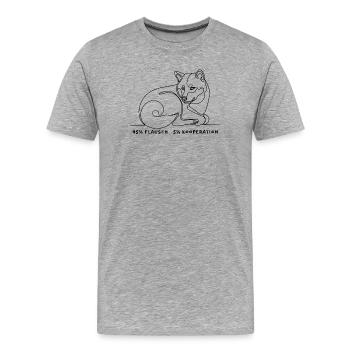 Shiba Inu 95% Fluff 5% Cooperation Saying - Men's Premium Organic T-Shirt - heather grey - Front - Damien (186cm)