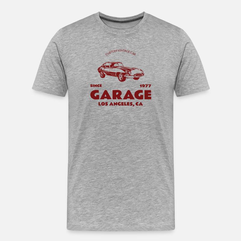 Custom Oldtimer – Garage Los Angeles - Männer Premium Bio T-Shirt - Grau meliert