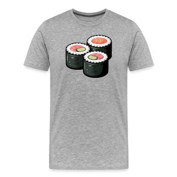 Sushi Rolle Süßer Feinschmecker - Männer Premium Bio T-Shirt - Grau meliert - Vorne - Damien (186cm)