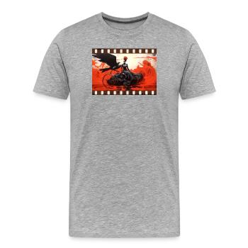 Schwarz-weiß Kreativ Gothic-Fashion Movie sequence - Männer Premium Bio T-Shirt - Grau meliert - Vorne - Damien (186cm)