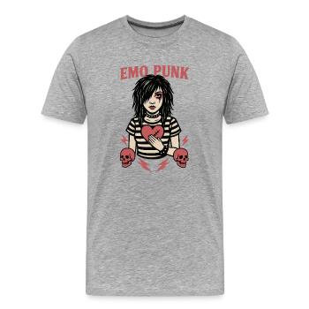 Emo Punk Herzschmerz Illustration - Männer Premium Bio T-Shirt - Grau meliert - Vorne - Damien (186cm)