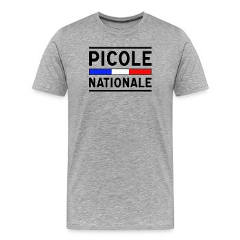 Picole Nationale nouveau design - T-shirt bio Premium Homme - gris chiné - Devant - Damien (186cm)