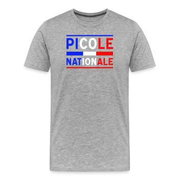 Picole Nationale nouveau design - T-shirt bio Premium Homme - gris chiné - Devant - Damien (186cm)
