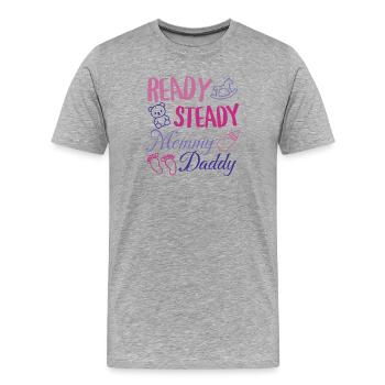 Ready Steady Mom and Dad Baby Shower Design - Men's Premium Organic T-Shirt - heather grey - Front - Damien (186cm)