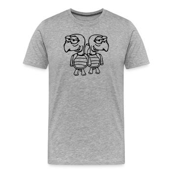 2 tortues amies drôles, idiotes et embarrassantes en équipe - T-shirt bio Premium Homme - gris chiné - Devant - Damien (186cm)