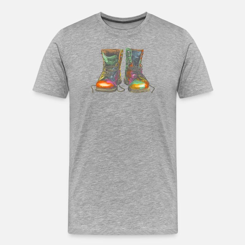 Bunte Graffiti Stiefel Illustration - Männer Premium Bio T-Shirt - Grau meliert