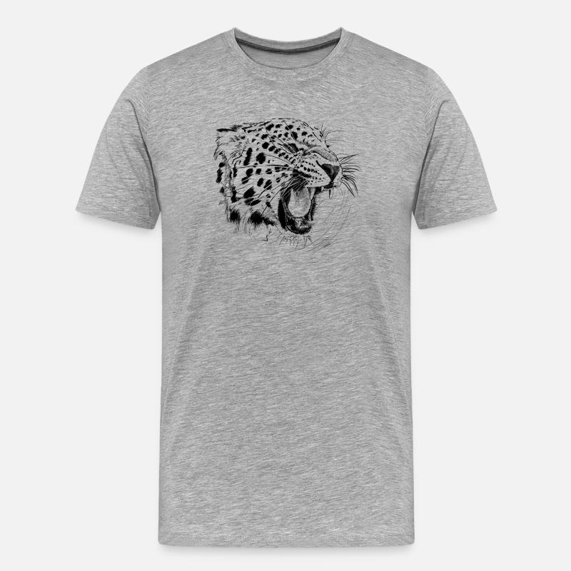 Leopard - Männer Premium Bio T-Shirt - Grau meliert