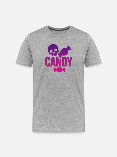 Skeleton and Whimsical Candy - Men's Premium Organic T-Shirt - heather grey