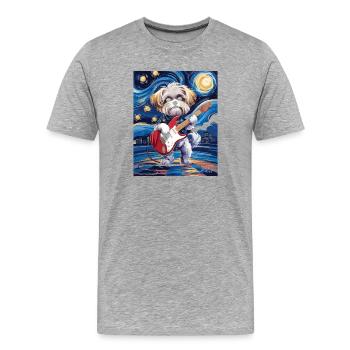 Starry Night Maltese - Men's Premium Organic T-Shirt - heather grey - Front - Damien (186cm)