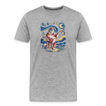 Hund mit Gitarre unter Sternenhimmel - Männer Premium Bio T-Shirt - Grau meliert - Vorne - Damien (186cm)