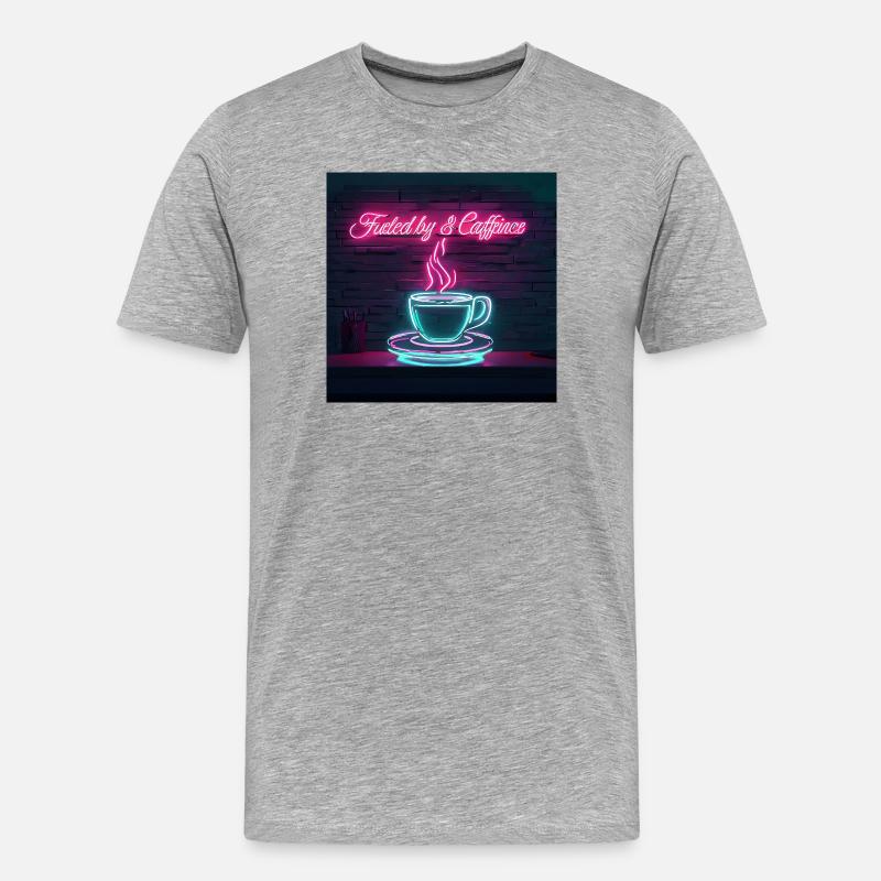 Neon Kaffeegenuss Zitate Design - Männer Premium Bio T-Shirt - Grau meliert