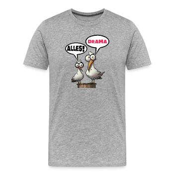 Mouettes humoristiques avec bulles de dialogue Tout drame - T-shirt bio Premium Homme - gris chiné - Devant - Damien (186cm)