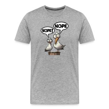 Humorvolle Möwen mit Nein-Sprüchen - Männer Premium Bio T-Shirt - Grau meliert - Vorne - Damien (186cm)