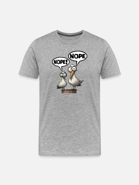 Humorous seagulls with no-sayings - Men's Premium Organic T-Shirt - heather grey