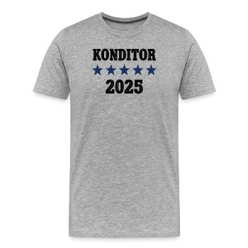 2025 Konditor Beruf Konditorei Job Arbeit Lehre - Männer Premium Bio T-Shirt - Grau meliert - Vorne - Damien (186cm)