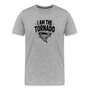 Ich bin der Tornado - Männer Premium Bio T-Shirt - Grau meliert - Vorne - Damien (186cm)