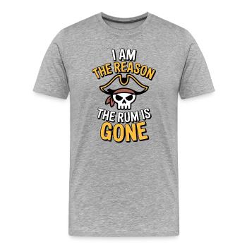 Je suis la raison pour laquelle le rhum est parti sur le thème des pirates - T-shirt bio Premium Homme - gris chiné - Devant - Damien (186cm)
