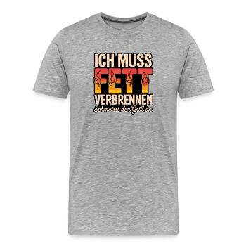J’ai besoin de brûler des graisses, d’allumer le gril - T-shirt bio Premium Homme - gris chiné - Devant - Damien (186cm)