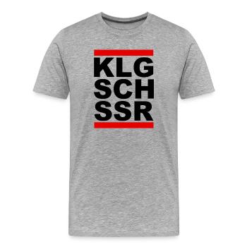 KLGSCHSSR - Klugscheisser - Besserwisser - Männer Premium Bio T-Shirt - Grau meliert - Vorne - Damien (186cm)