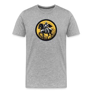 Knight on Horse with Moon Background - Men's Premium Organic T-Shirt - heather grey - Front - Damien (186cm)