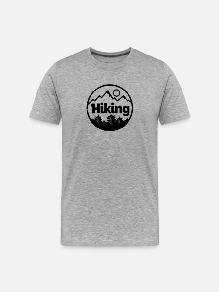 Adventurous Hiking Motif with Mountain Landscape - Men's Premium Organic T-Shirt - heather grey