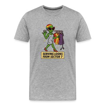 Alien Fashionista T-Shirt – LGBTQ+ Pride Tee - Männer Premium Bio T-Shirt - Grau meliert - Vorne - Damien (186cm)