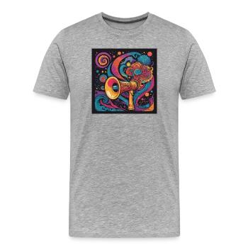 Exploration psychédélique avec haut-parleur spatial - T-shirt bio Premium Homme - gris chiné - Devant - Damien (186cm)