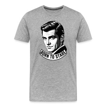 Geboren, um lustigen Retro-Comic-Mann zu starren - Männer Premium Bio T-Shirt - Grau meliert - Vorne - Damien (186cm)