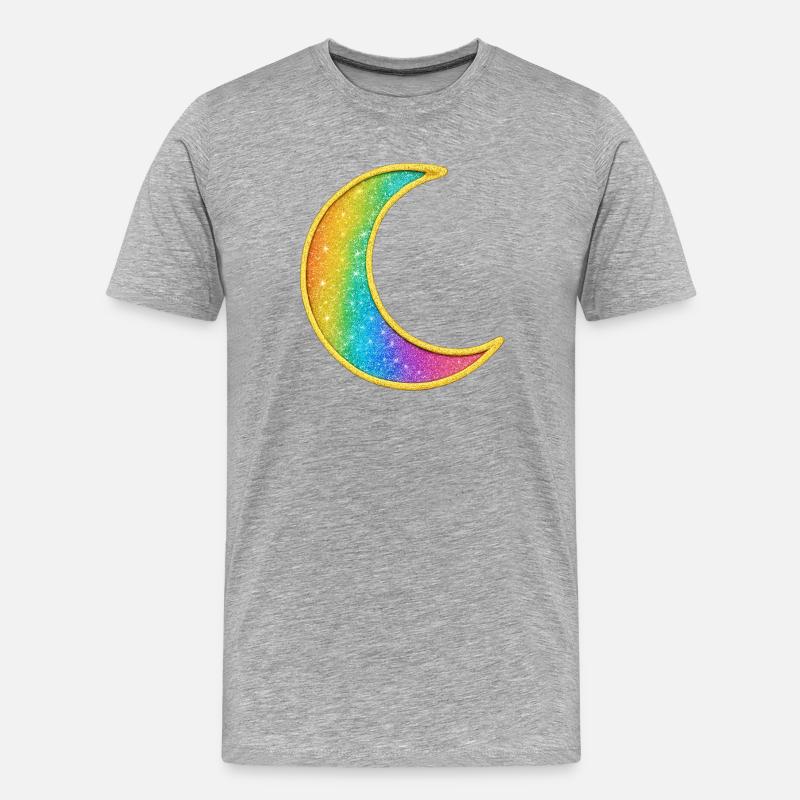 Conception de paillettes de lune arc-en-ciel - T-shirt bio Premium Homme - gris chiné