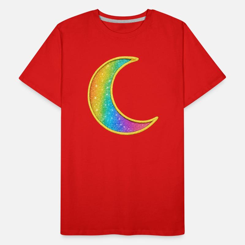 Conception de paillettes de lune arc-en-ciel T-shirt bio Premium Homme